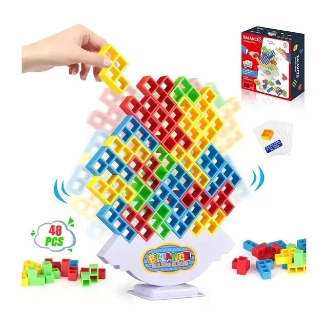 48 Pcs Tetris Tower Balance Game – Fun Building Puzzle Toy for Kids & Family