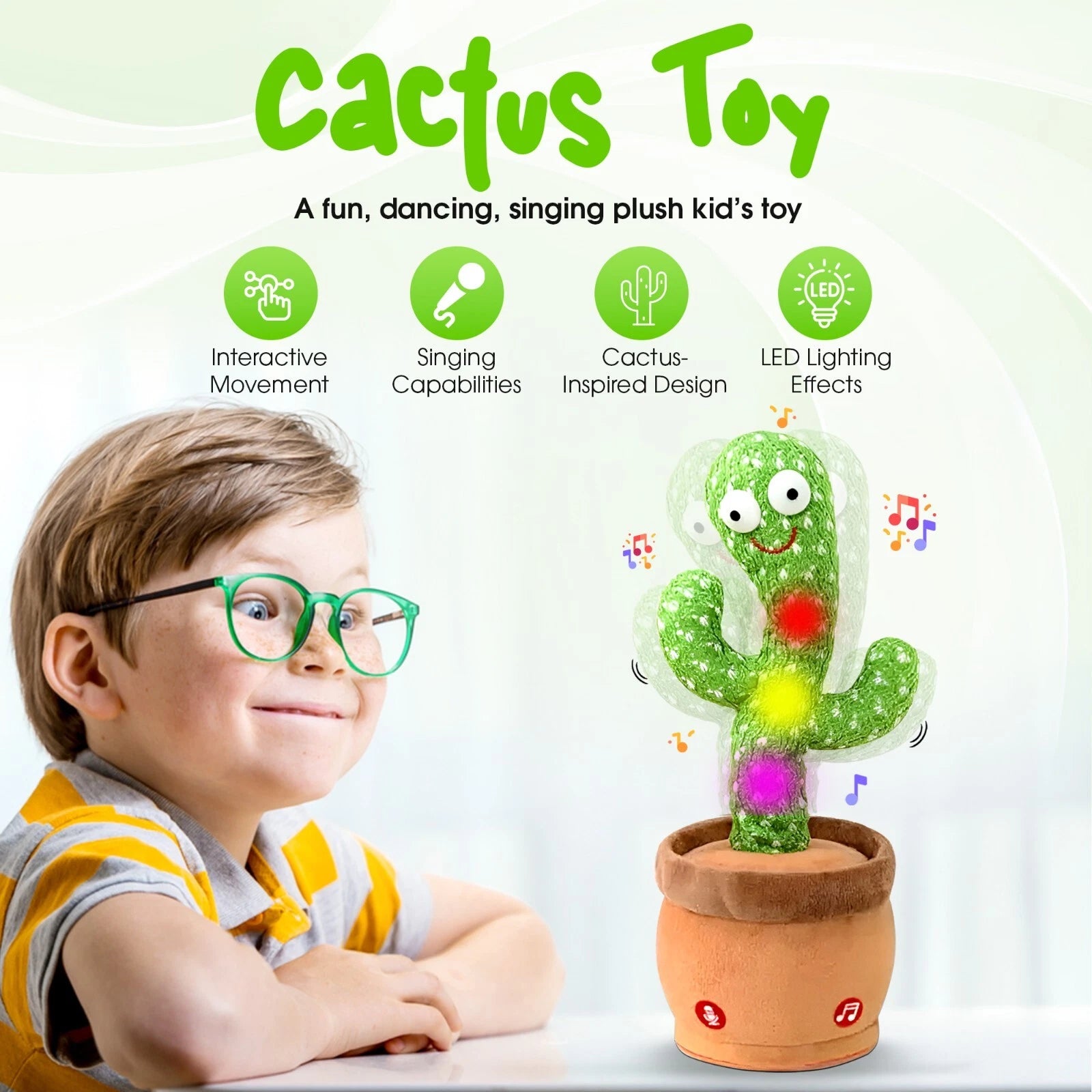 Dancing Talking Cactus Toy | Music, Lights & Voice Repeat | Baby/Kid Gift (Copy)