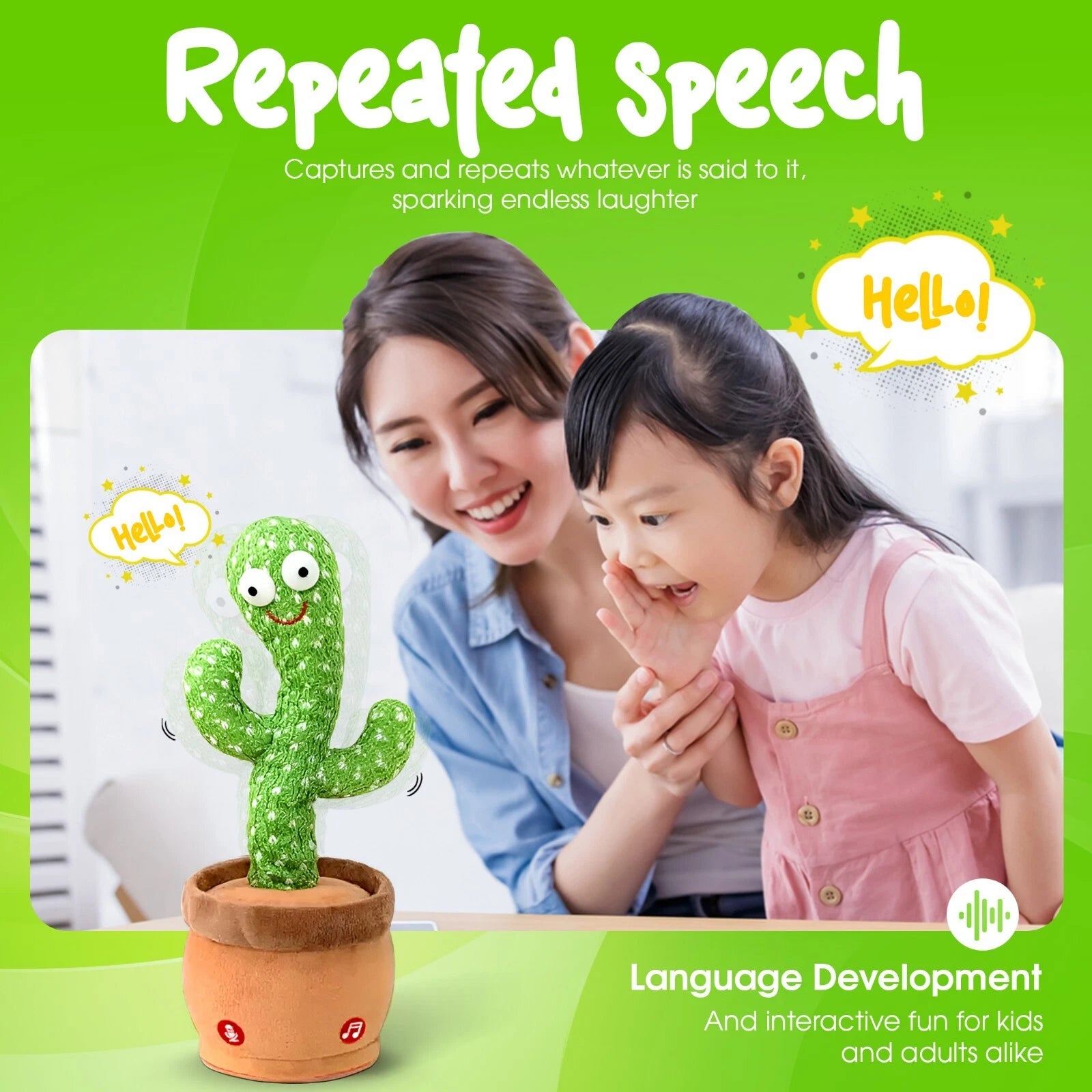 Dancing Talking Cactus Toy | Music, Lights & Voice Repeat | Baby/Kid Gift (Copy)