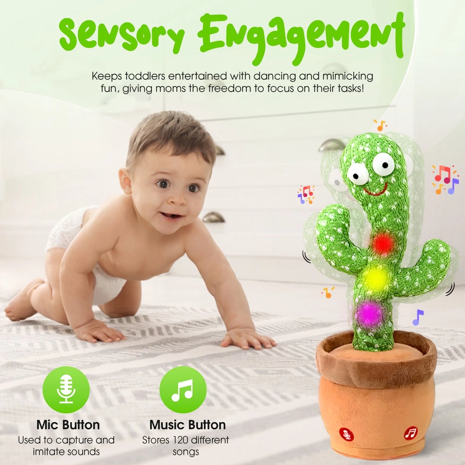Dancing Talking Cactus Toy | Music, Lights & Voice Repeat | Baby/Kid Gift (Copy)